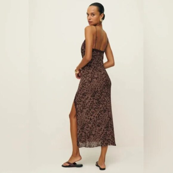 NEW Reformation Annalisa Leopard Print Cutout Midi Dress CAYO, Size 4 - Picture 2 of 3